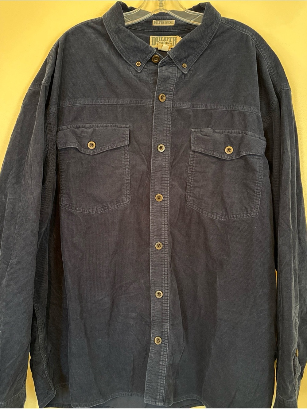 Duluth Shirt Mens 2XL Navy Blue Corduroy Untucked Overshirt Relaxed Button Up